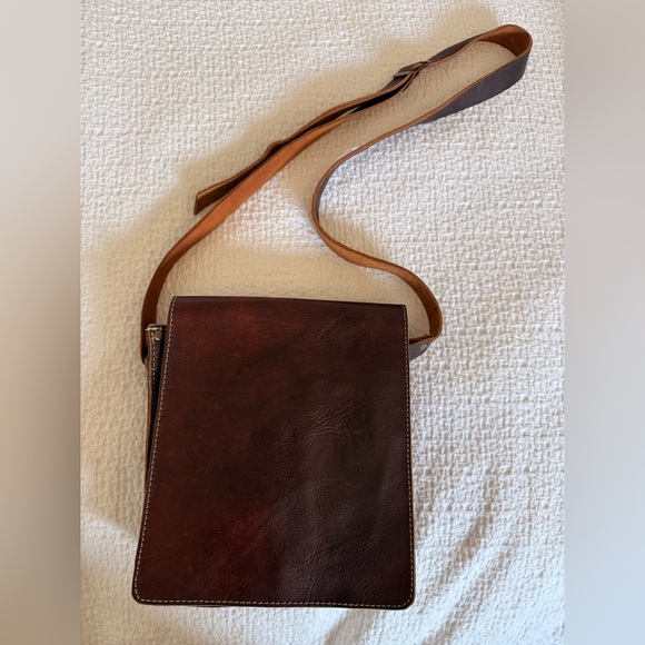 Dark Brown Leather Messenger Bag - Picture 2 of 4